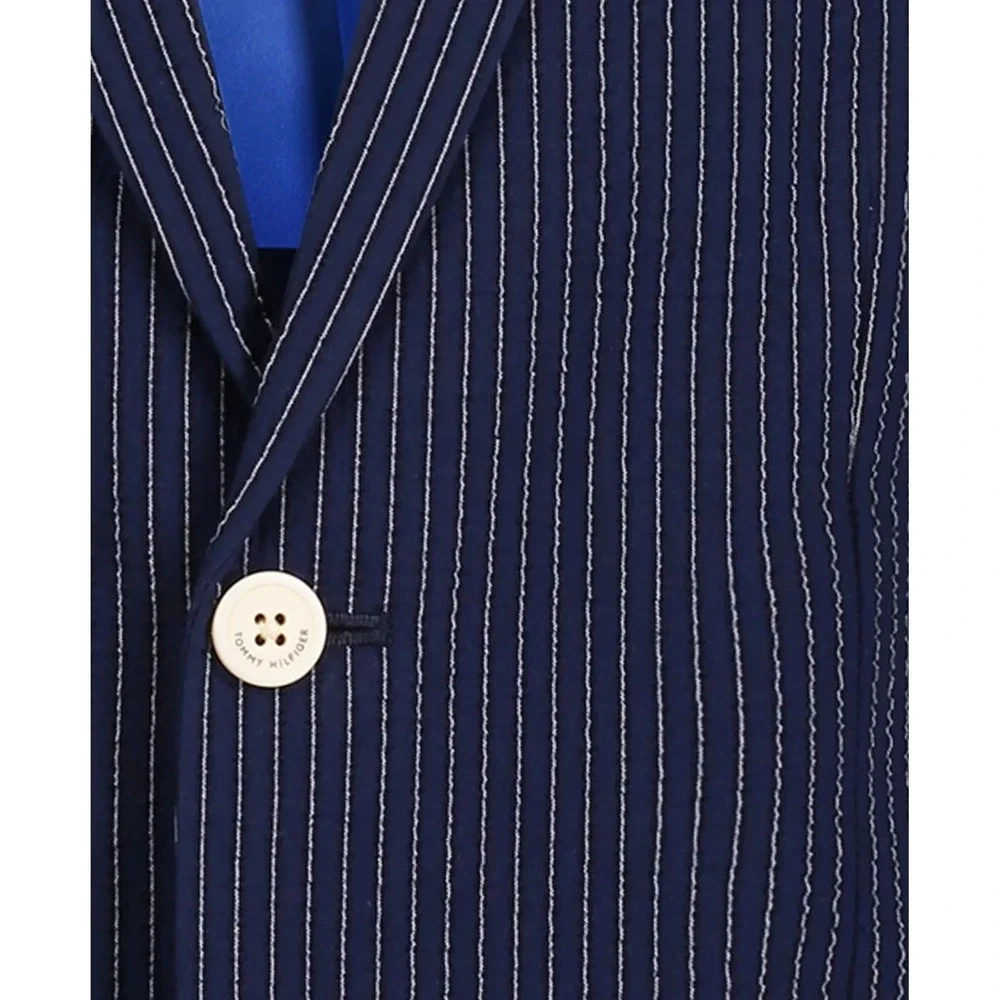 Tommy Hilfiger Boys Seersucker‎ Stripe Suit Jacket Navy Size 10 New $125